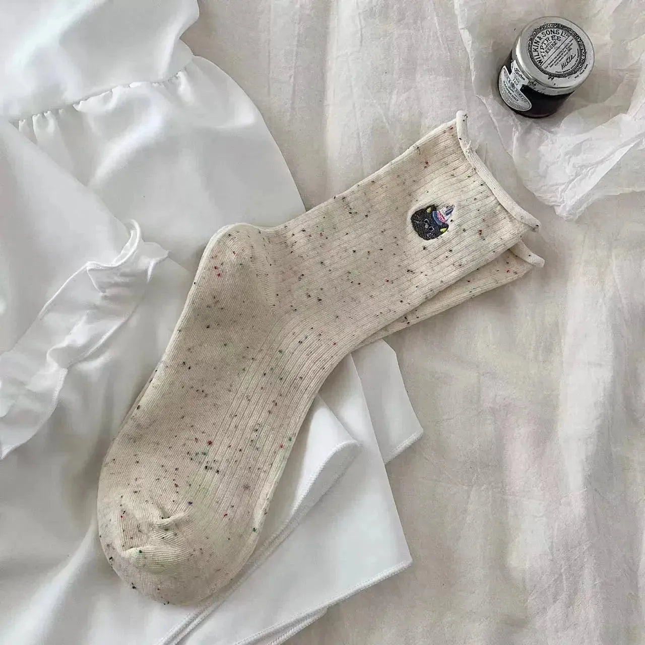 Polka Dot Socks | White Crew Socks | Sweet Cute Socks | Cute Outfits - KawaSocks