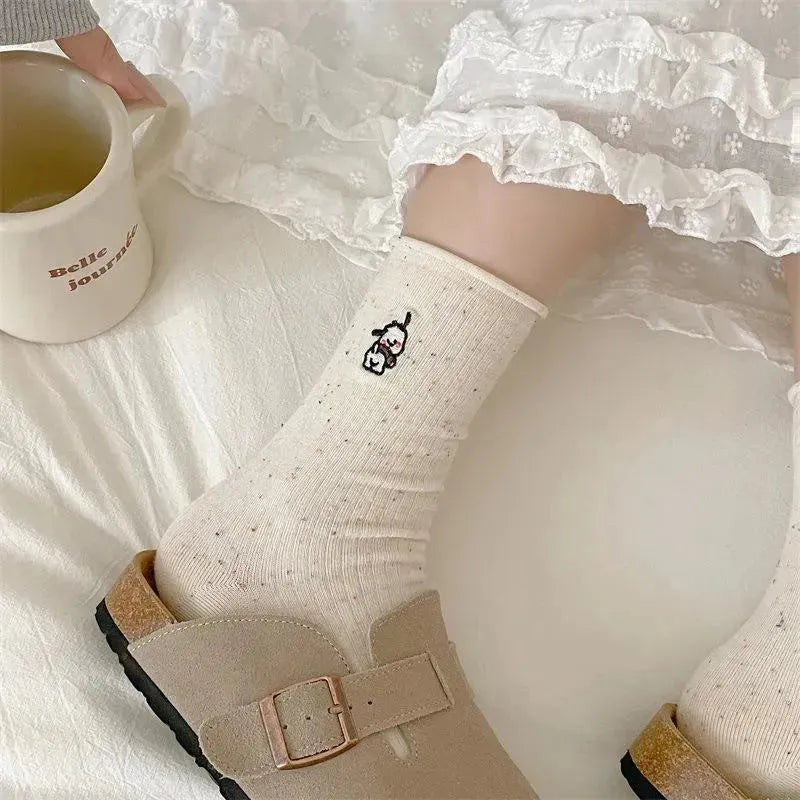 Polka Dot Socks | White Crew Socks | Sweet Cute Socks | Cute Outfits - KawaSocks