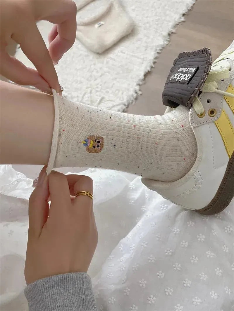 Polka Dot Socks | White Crew Socks | Sweet Cute Socks | Cute Outfits - KawaSocks