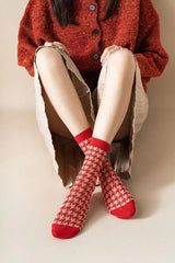 Red Christmas Crew Socks | Cute Christmas Socks | Cute Outfits - KawaSocks