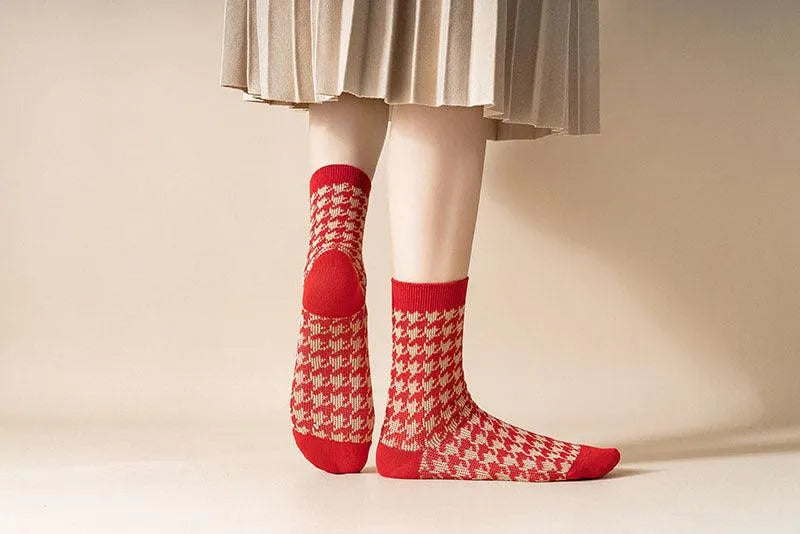 Red Christmas Crew Socks | Cute Christmas Socks | Cute Outfits - KawaSocks