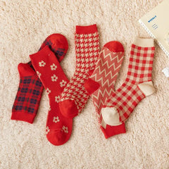 Red Christmas Crew Socks | Cute Christmas Socks | Cute Outfits - KawaSocks