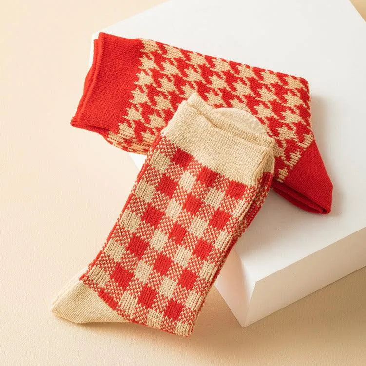 Red Christmas Crew Socks | Cute Christmas Socks | Cute Outfits - KawaSocks