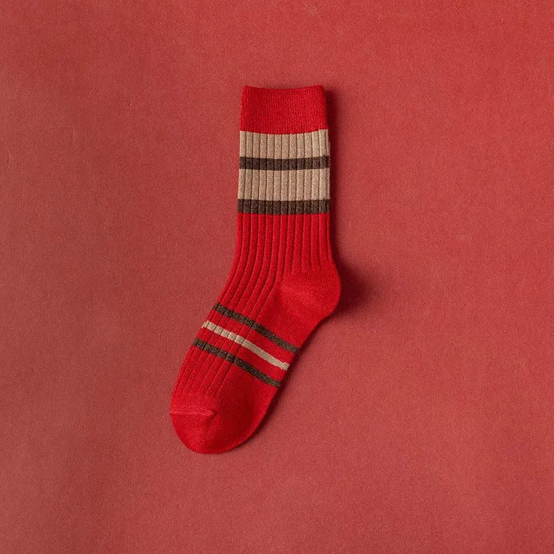 Red Christmas Socks | Xmas Socks With Diamond Pattern | Xmas Gift - KawaSocks