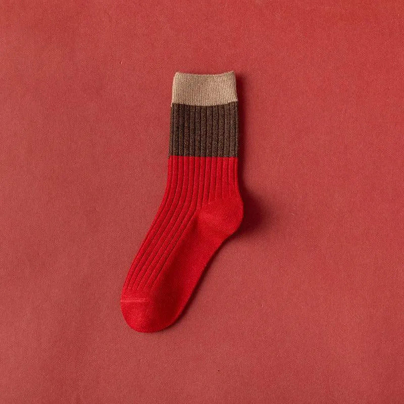 Red Christmas Socks | Xmas Socks With Diamond Pattern | Xmas Gift - KawaSocks