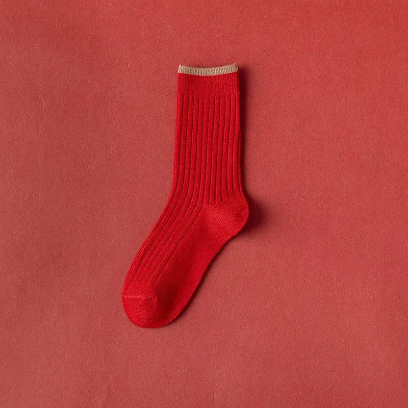 Red Christmas Socks | Xmas Socks With Diamond Pattern | Xmas Gift - KawaSocks