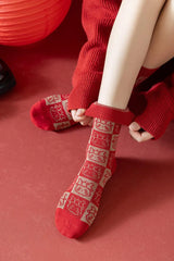 Red Christmas Socks | Xmas Socks With Diamond Pattern | Xmas Gift - KawaSocks