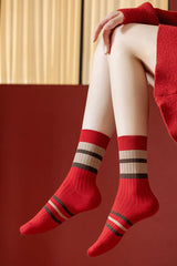 Red Christmas Socks | Xmas Socks With Diamond Pattern | Xmas Gift - KawaSocks