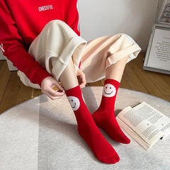 Red Crew Socks | Funny Christmas Socks | Crew Socks for Women - KawaSocks