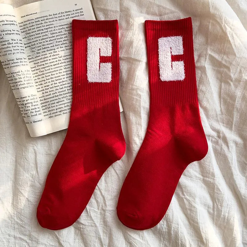 Red Crew Socks | Funny Christmas Socks | Crew Socks for Women - KawaSocks