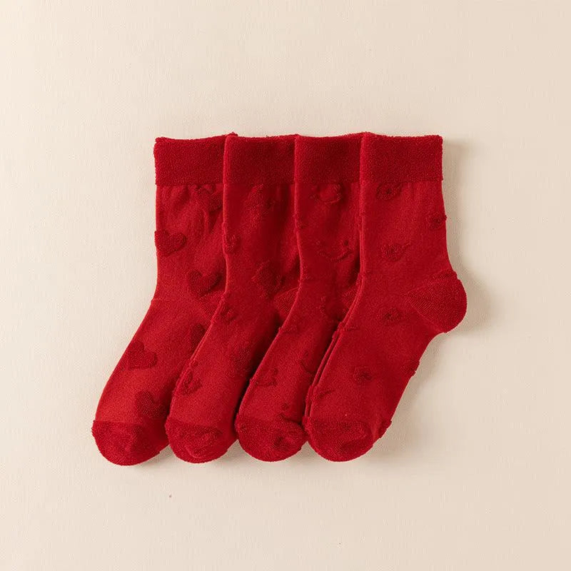 Red Xmas Socks | Christmas Crew Socks for Women | Cute Socks - KawaSocks