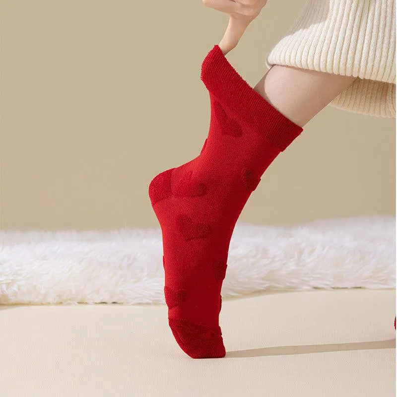 Red Xmas Socks | Christmas Crew Socks for Women | Cute Socks - KawaSocks