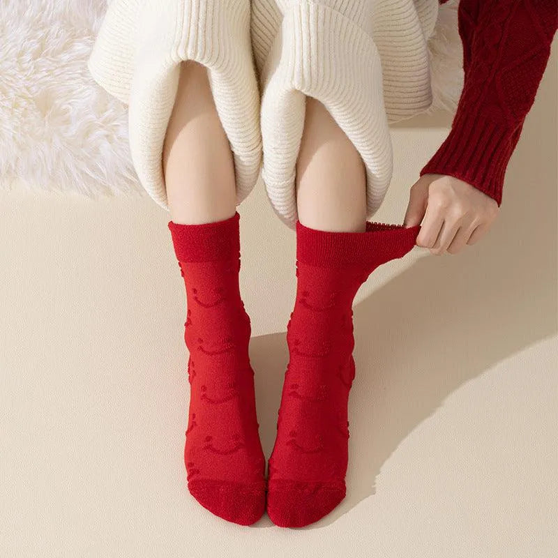 Red Xmas Socks | Christmas Crew Socks for Women | Cute Socks - KawaSocks