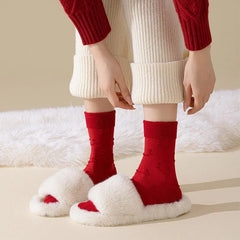 Red Xmas Socks | Christmas Crew Socks for Women | Cute Socks - KawaSocks