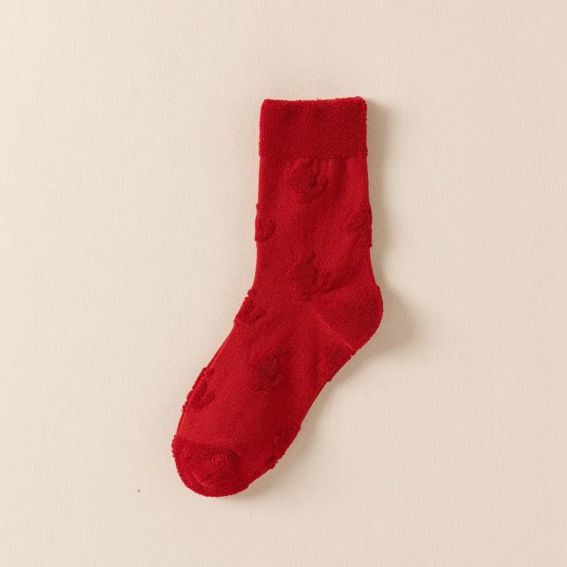 Red Xmas Socks | Christmas Crew Socks for Women | Cute Socks - KawaSocks