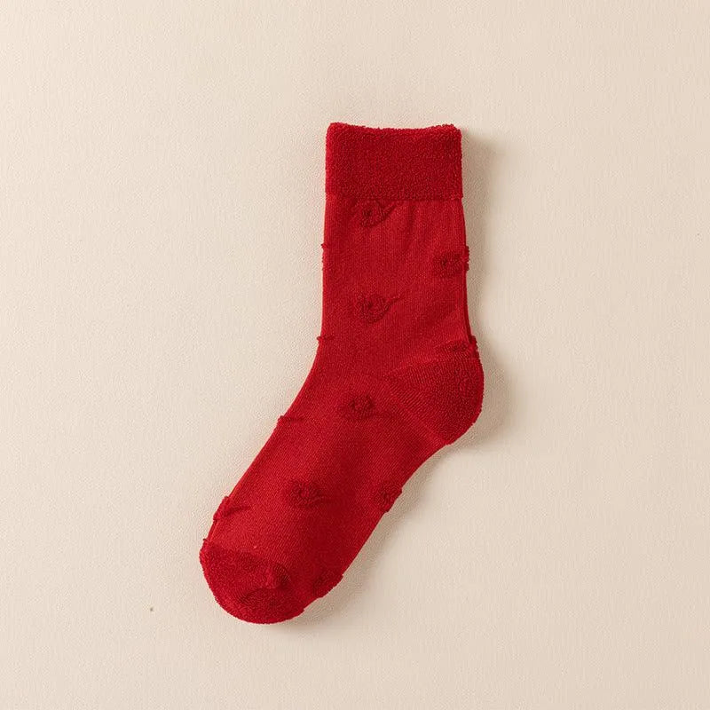 Red Xmas Socks | Christmas Crew Socks for Women | Cute Socks - KawaSocks