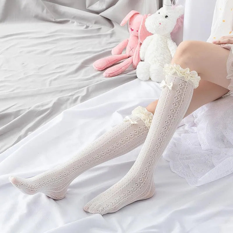 Cute Lolita Socks with White Ribbon| Lolita Fashion Outfits - KawaSocks