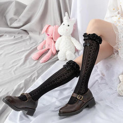 Cute Lolita Socks with White Ribbon| Lolita Fashion Outfits - KawaSocks