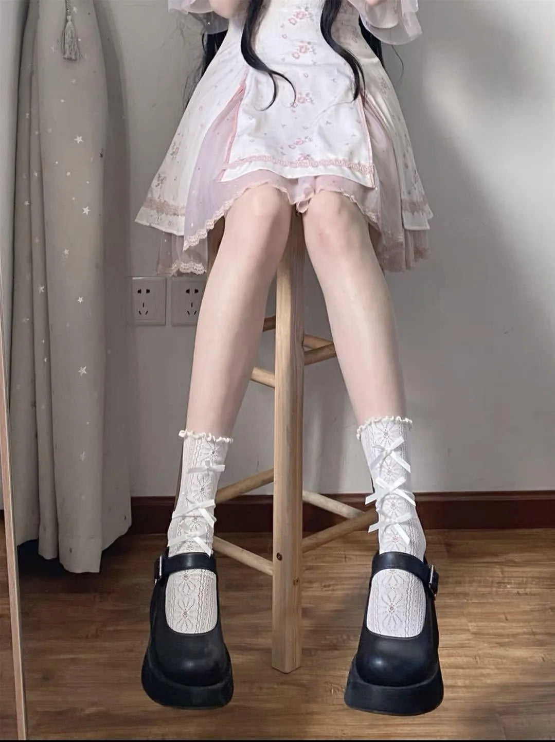 Cutout Lolita Socks with Ribbon | Cute Lolita Fashion Outfits - KawaSocks