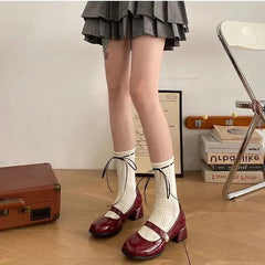 White Cute Lolita Socks with Ribbon | Lolita Fashion Outfits - KawaSocks