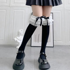 Solid Color Lolita Thigh High Socks | Sweet Lolita Outfits - KawaSocks