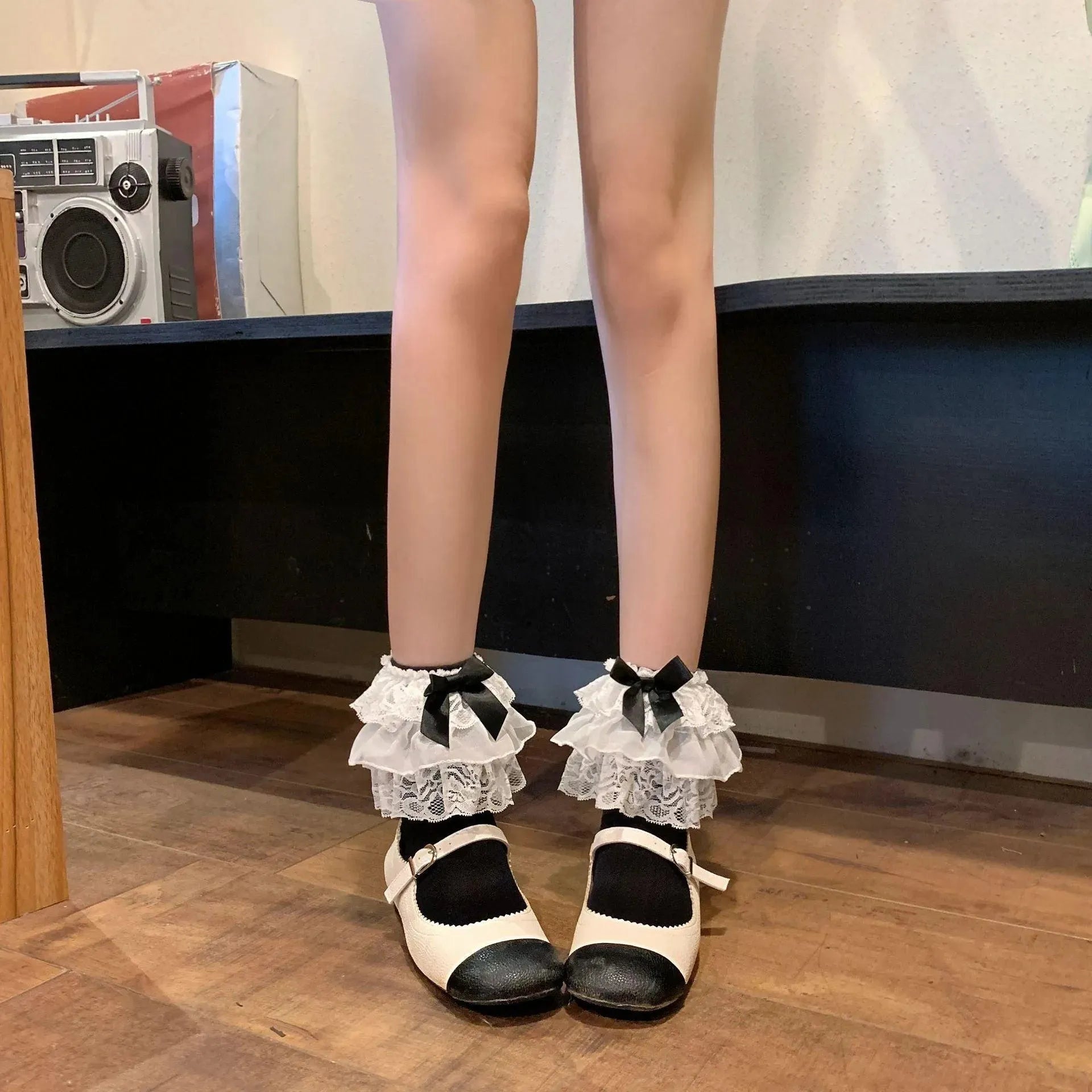 Bowknot Multi Layered Lace Ruffles Lolita Cute Ankle Socks - KawaSocks