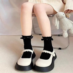 Lace Crew Socks with Ruffle | Lolita Outfits | Jirai Kei Outfits - KawaSocks