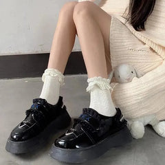 Lace Crew Socks with Ruffle | Lolita Outfits | Jirai Kei Outfits - KawaSocks