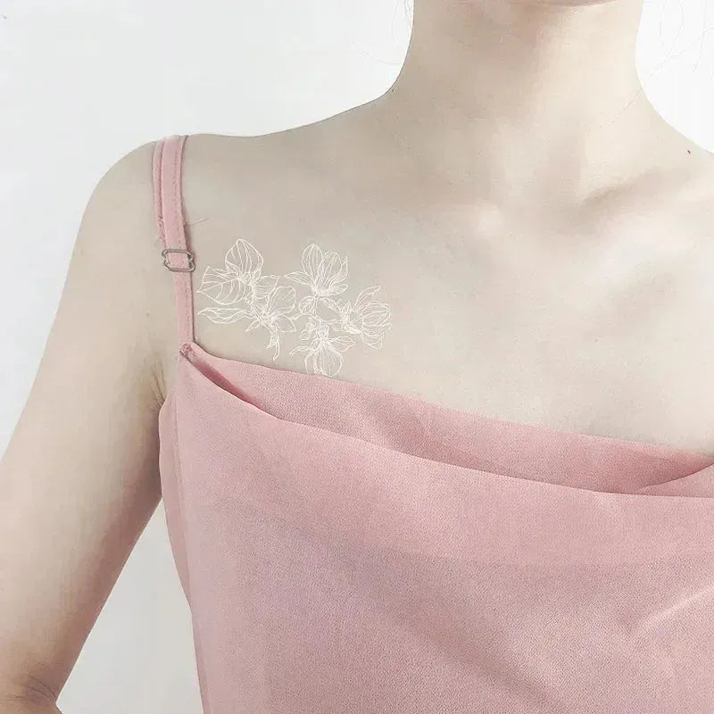 New White Creative Fake Temporary Tattoo Snowflake Start Moon Flower Butterfly Body Art Arm Face Tattoo Makeup Sticker for Women - KawaSocks