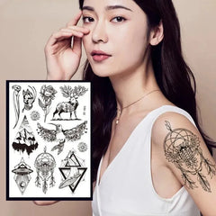 Fluorescent Color-changing Tattoo Stickers Luminous Flower Arm Waterproof Temporary Tattoo Stickers Trend Bar Animal Stickers - KawaSocks