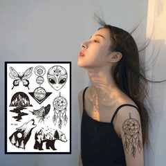 Fluorescent Color-changing Tattoo Stickers Luminous Flower Arm Waterproof Temporary Tattoo Stickers Trend Bar Animal Stickers - KawaSocks