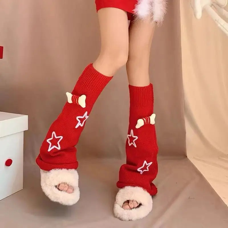 Stocking White Cute Dog Bones Y2k Millenial Spice Girls Subculture Knitted Cotton JK Loose Socks Subculture Leg Warmer