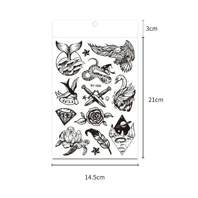 Fluorescent Color-changing Tattoo Stickers Luminous Flower Arm Waterproof Temporary Tattoo Stickers Trend Bar Animal Stickers - KawaSocks