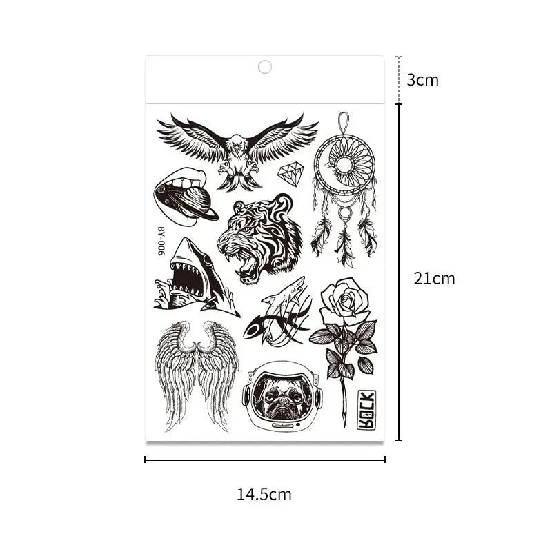 Fluorescent Color-changing Tattoo Stickers Luminous Flower Arm Waterproof Temporary Tattoo Stickers Trend Bar Animal Stickers - KawaSocks