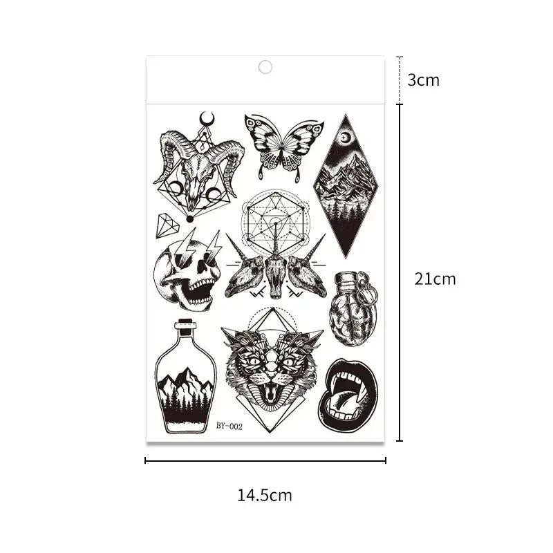 Fluorescent Color-changing Tattoo Stickers Luminous Flower Arm Waterproof Temporary Tattoo Stickers Trend Bar Animal Stickers - KawaSocks