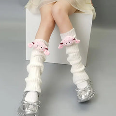 Hatsune Miku Green Knitted Pile Socks Mid-tube Autumn/winter Cute Pink Personality Doll Calf Cover - KawaSocks