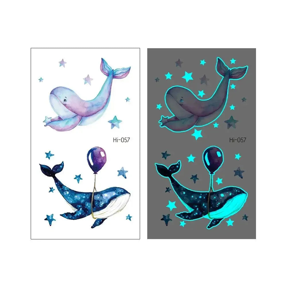 Waterproof Fluorescent Star Feather Body Art Blue Luminous Fake Tattoo Tattoo Sticker Temporary Tattoos - KawaSocks