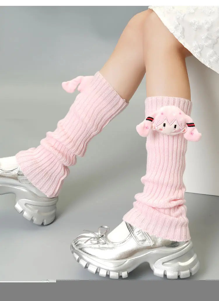 Hatsune Miku Green Knitted Pile Socks Mid-tube Autumn/winter Cute Pink Personality Doll Calf Cover