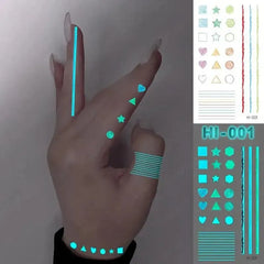 5pcs Blue Luminous Glow Tattoo Sticker Constellation Waterproof Temporary Tatoo Small Finger Wrist Fake Tatto - KawaSocks