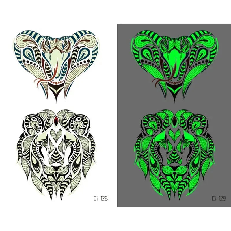 VeeCharm - Tribal Totem Temporary Tattoo Stickers Luminous Tattoos Body Art Makeup Fake Tattoo Waterproof Removable, 1/16 Sheet - KawaSocks