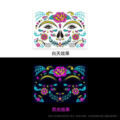 Waterproof Temporary Tattoo Sticker Halloween Fluorescent Flower Funny Face Flash Tatto Fake Tatoo for Women Men - KawaSocks