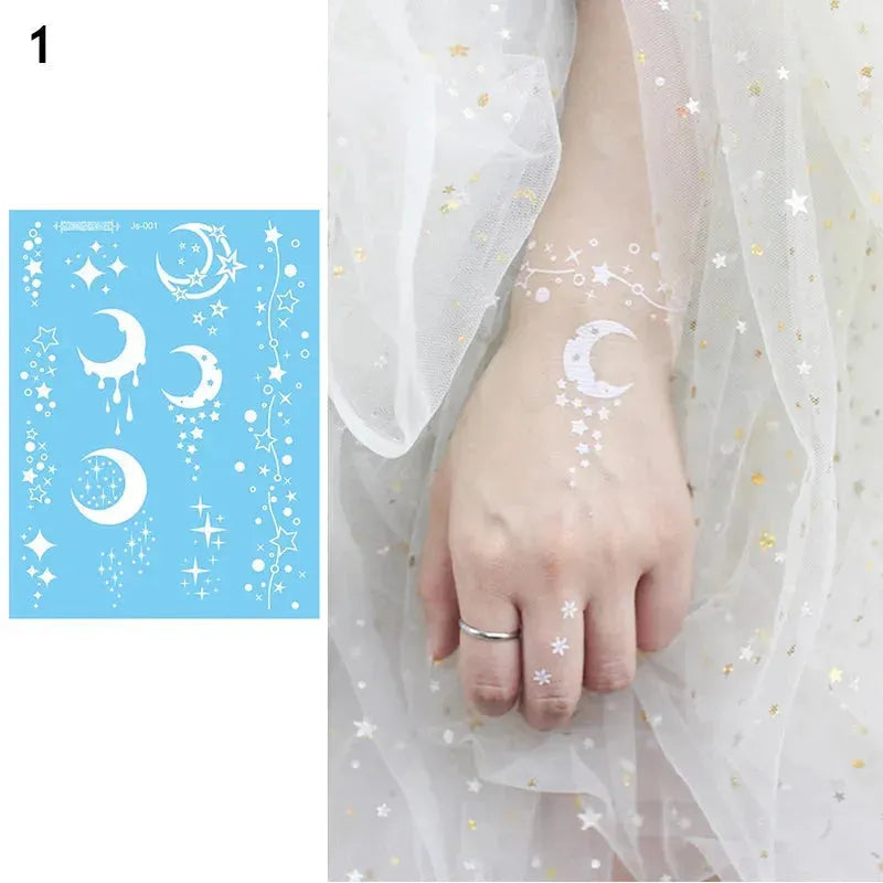 White Lace Jewelry Temporary Tattoo Sticker Waterproof Indian Henna Tattoo Body Art Tattoo Sticker Bride Wedding Lace Flower - KawaSocks