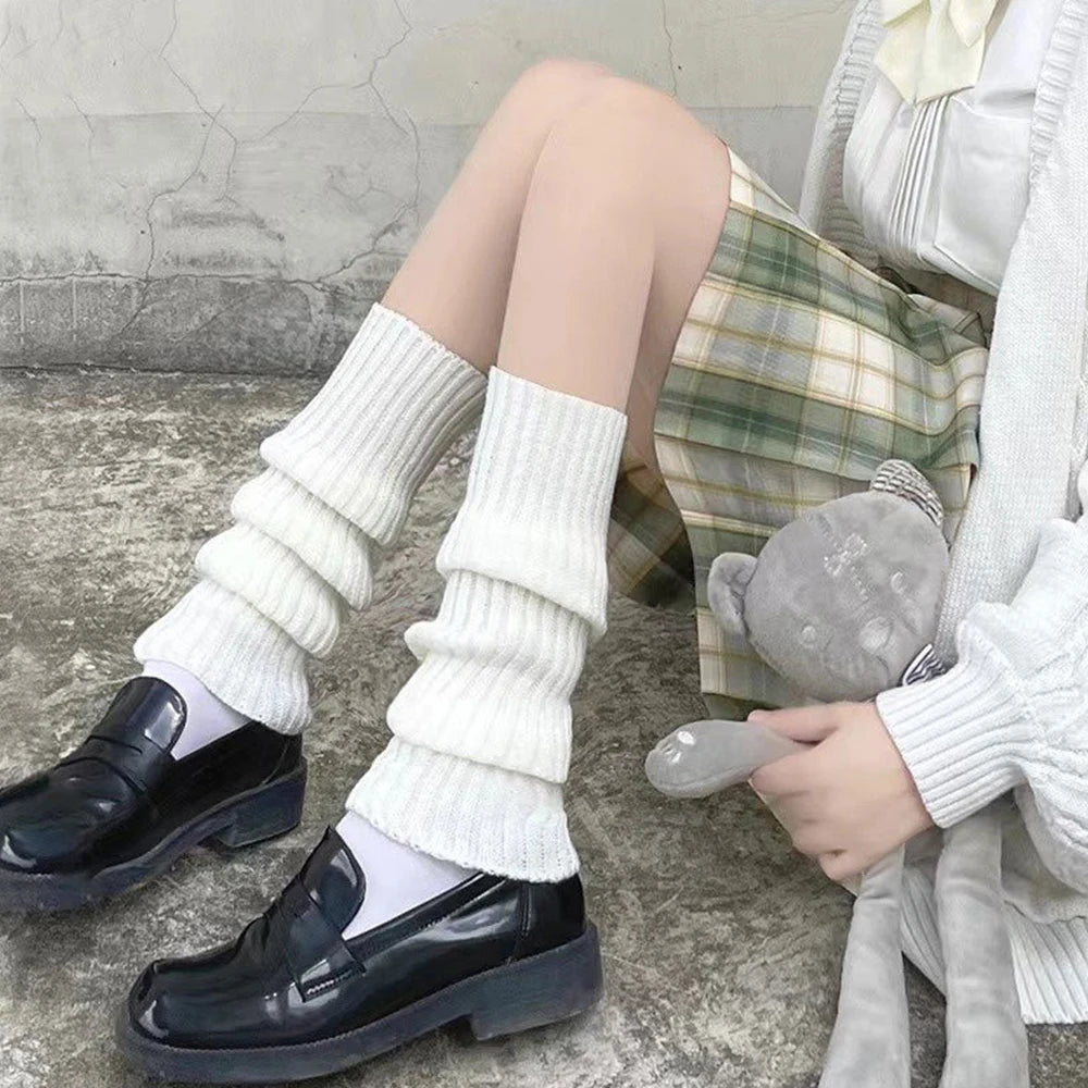 Solid Color Y2K Leg Warmers For Women Lolita Japanese Style Warm Thicken Socks Over Keen Autumn Winter Slimming Heap Heap Socks