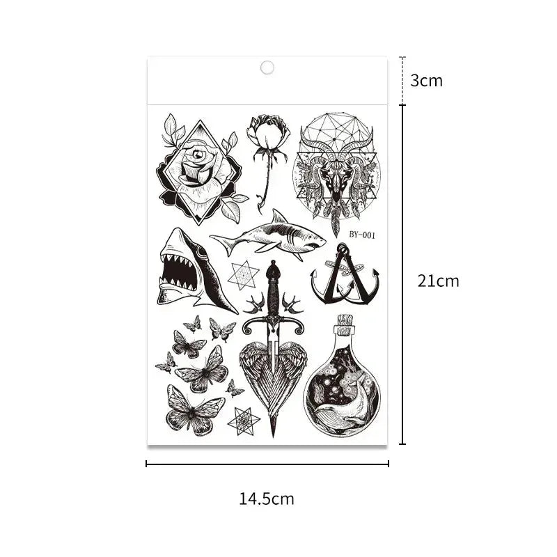 Fluorescent Color-changing Tattoo Stickers Luminous Flower Arm Waterproof Temporary Tattoo Stickers Trend Bar Animal Stickers - KawaSocks