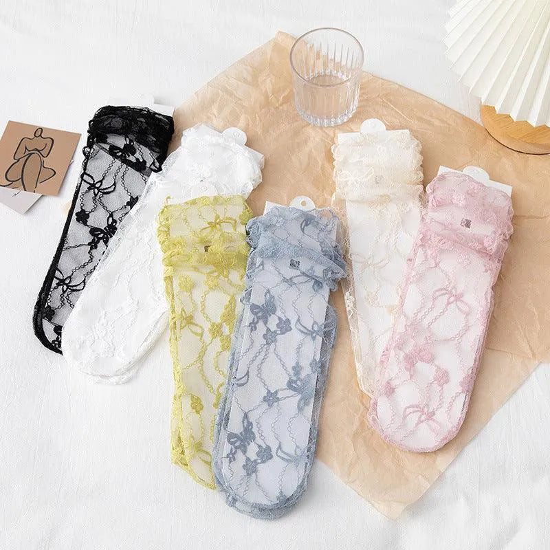 Seamless Socks for Women | Lace Crew Socks | Cute Womens Socks - KawaSocks