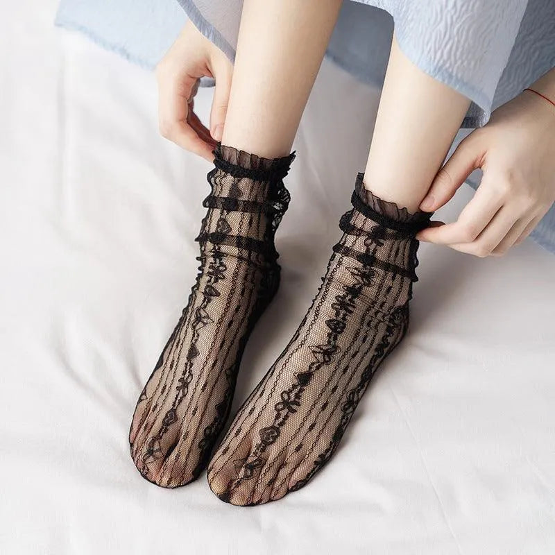 Seamless Socks for Women | Lace Socks | Nylon Sheer Socks - KawaSocks