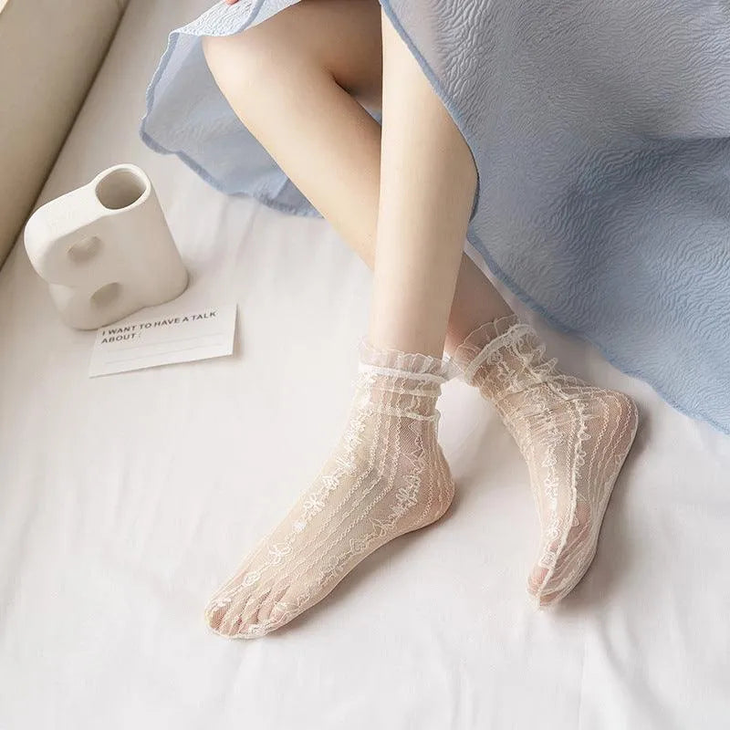 Seamless Socks for Women | Lace Socks | Nylon Sheer Socks - KawaSocks