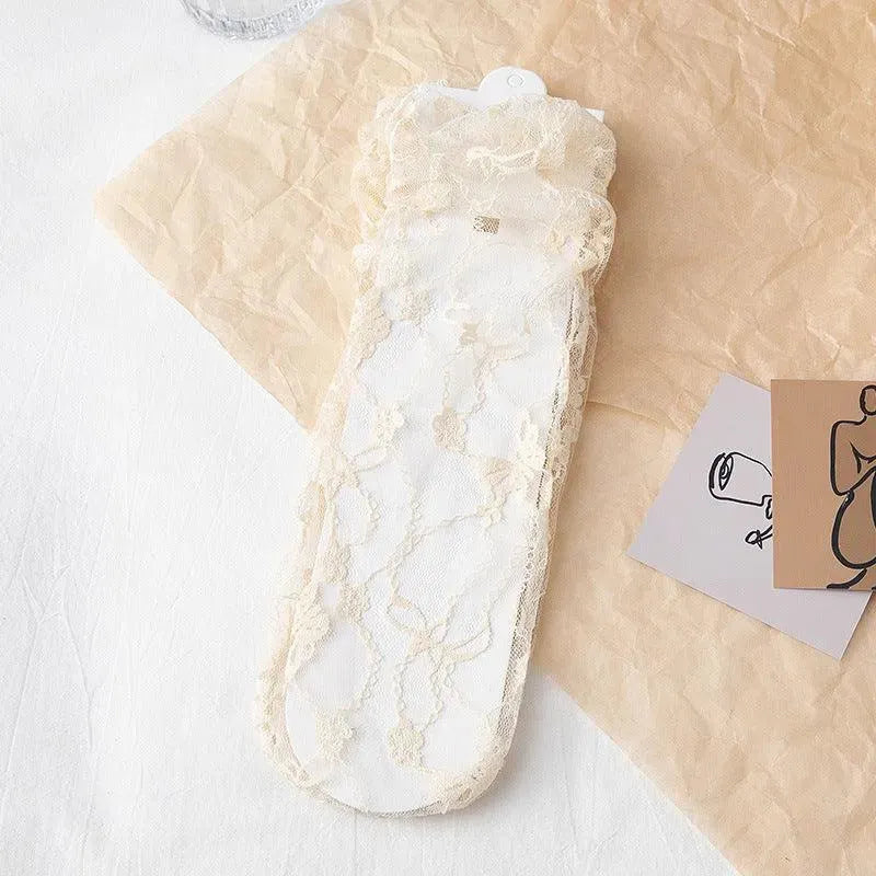 Seamless Socks for Women | Lace Crew Socks | Cute Womens Socks - KawaSocks
