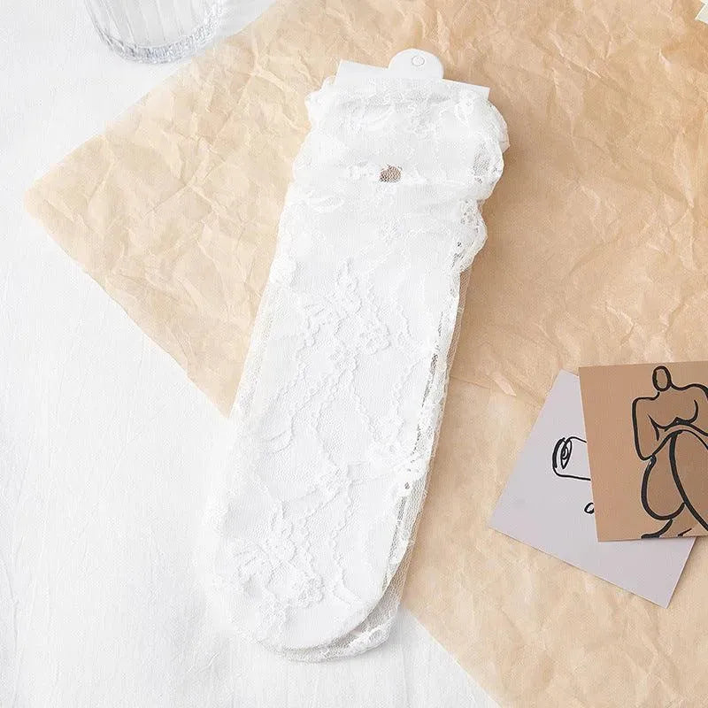 Seamless Socks for Women | Lace Crew Socks | Cute Womens Socks - KawaSocks
