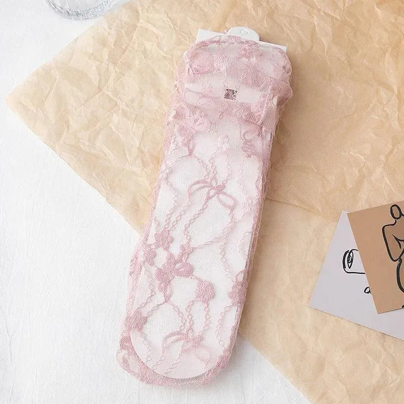 Seamless Socks for Women | Lace Crew Socks | Cute Womens Socks - KawaSocks